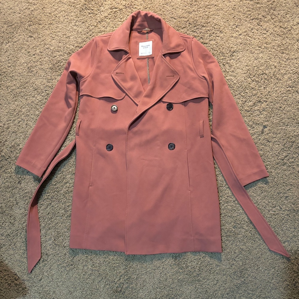 ☔️Abercrombie Trench Coat With Waist Tie in Terracota/orange/red